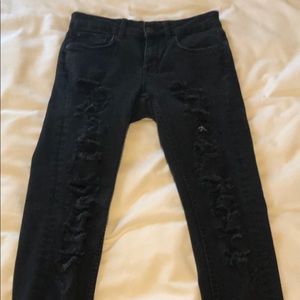 Slashed ripped Zara jeans in black